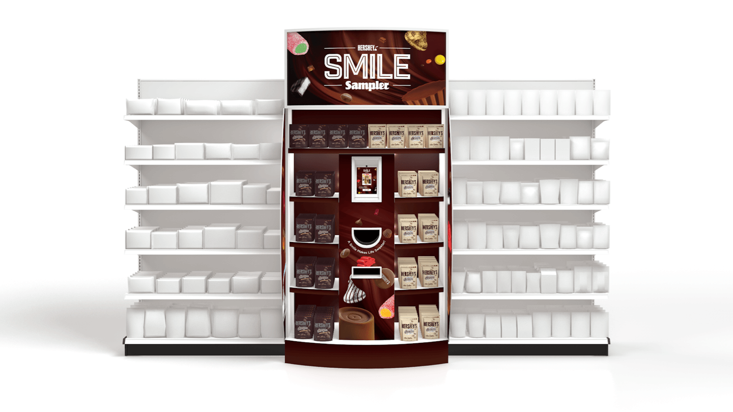 Front view of Hershey's Smile Sampler in a aisle